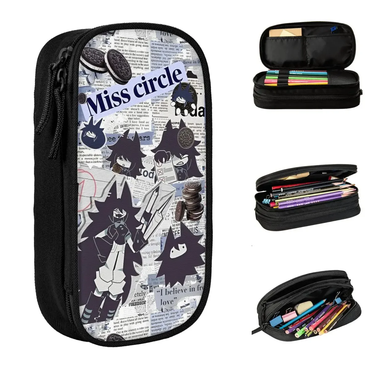 Miss Circle Cartoon Pencil Case New Fundamental Paper Education Pen Box Bags Kids  School Supplies Cosmetic Pencilcases