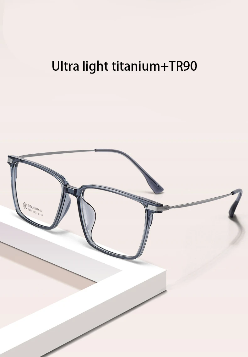 Mode Retro Super Quadrat große Brille Licht Titan Tr90 transparente Brille optische verschreibung pflicht ige Brille Rahmen Mann – Detail 3