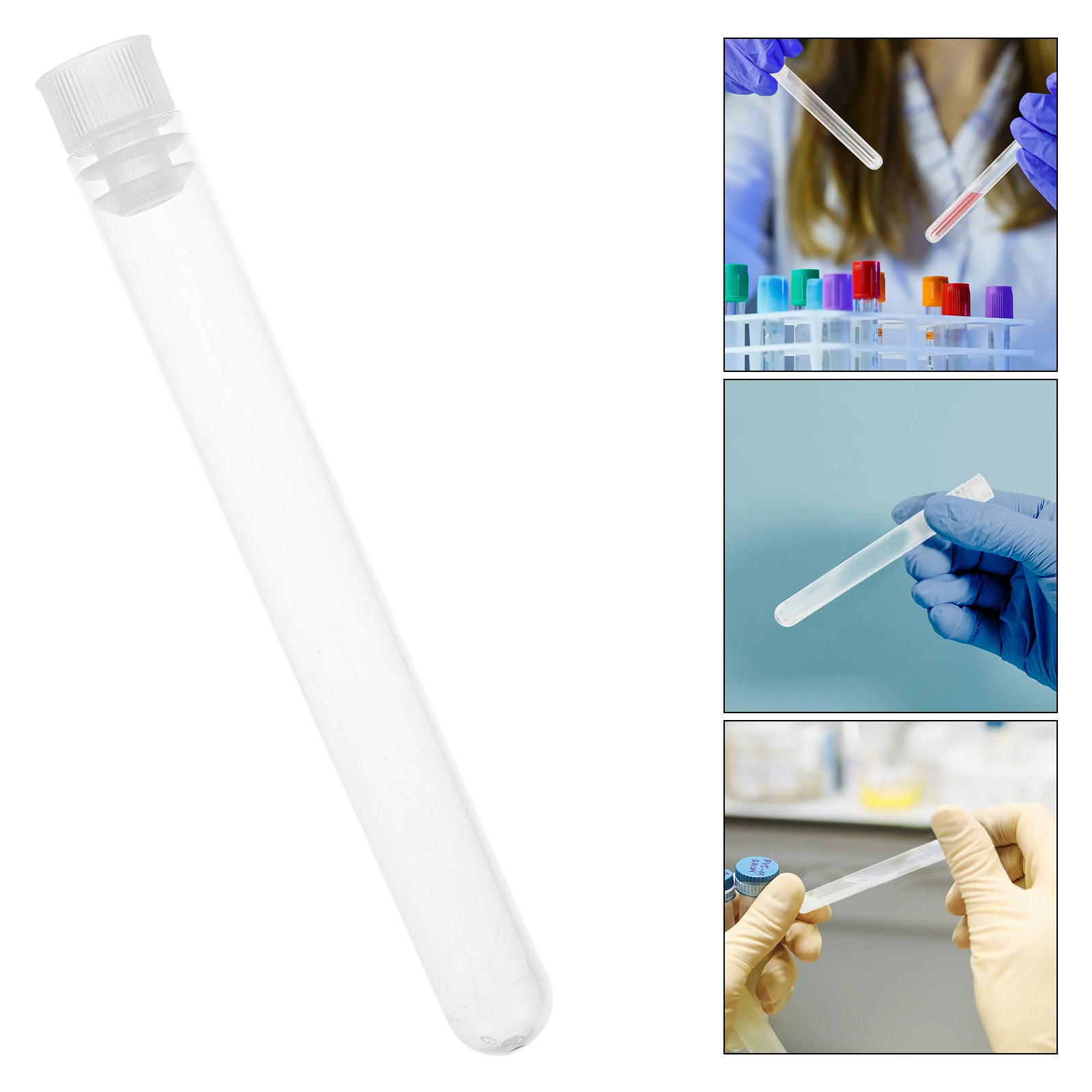 

50 Pcs Disposable Sampling Tube Sample Test Plastic with Cover Clear Tubes Laboratory Caps
