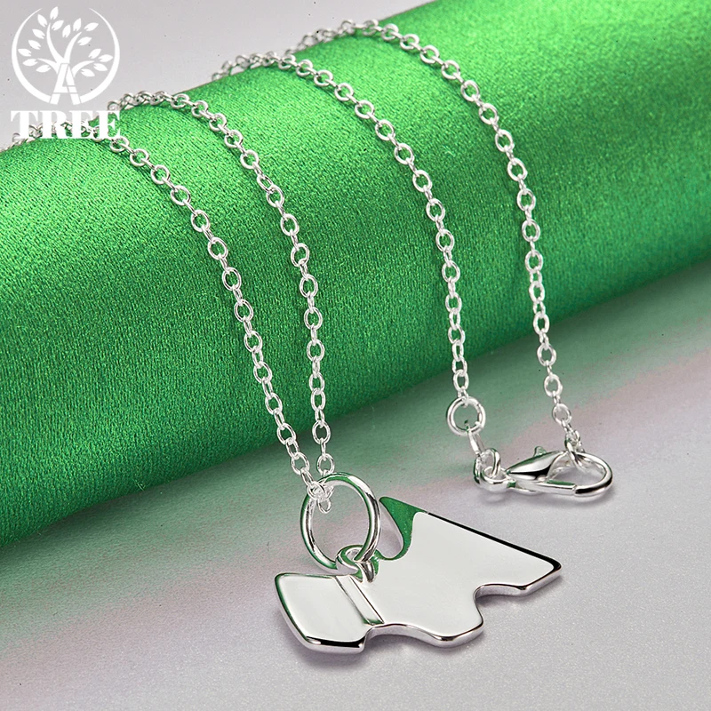 ALITREE 925 Sterling Silver Cartoon Dog Tags Pendant Necklace For Women necklaces Fashion Party Birthday Wedding Jewelry Gifts