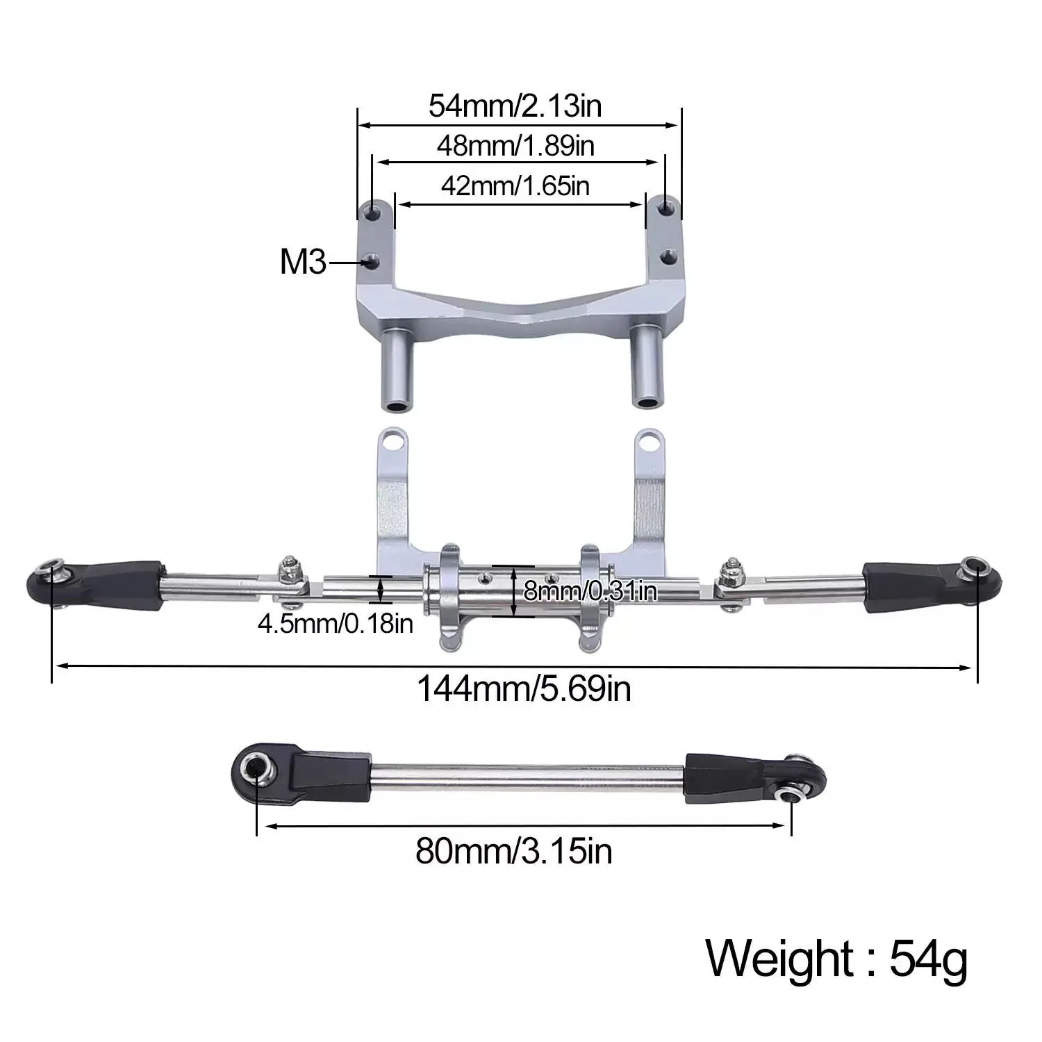 Aluminium Servo Mounts Met Simulatie Hydraulische Stuurset Voor 1/10 SCX10 II 90046 Rechte As RC Auto Upgrade Onderdelen
