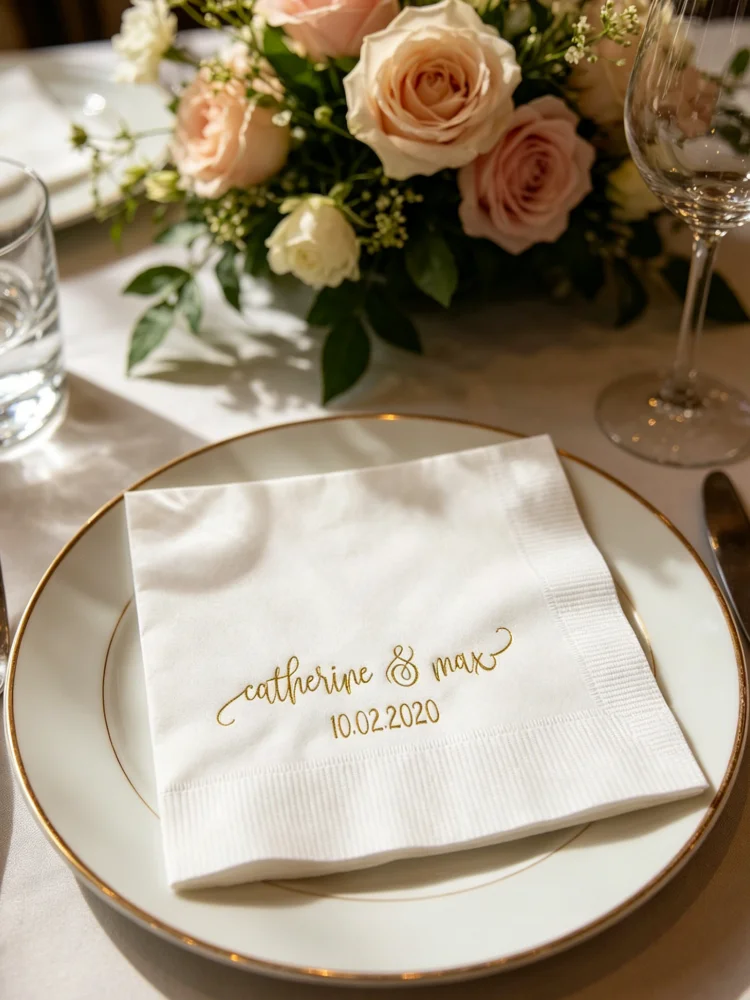 Custom Monogram Personalized Printed Paper Napkins, Disposable Cocktail Beverage Luncheon Dinner Guest Towels, Custom Name Date