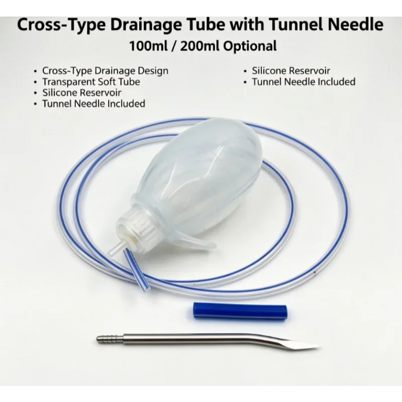 Silicone Bulb Suction Pump 100ml 200ml Cross Tip Hose with Tunnel Needle for Lab Fluid Transfer Ink Oil Extraction Craft Use
