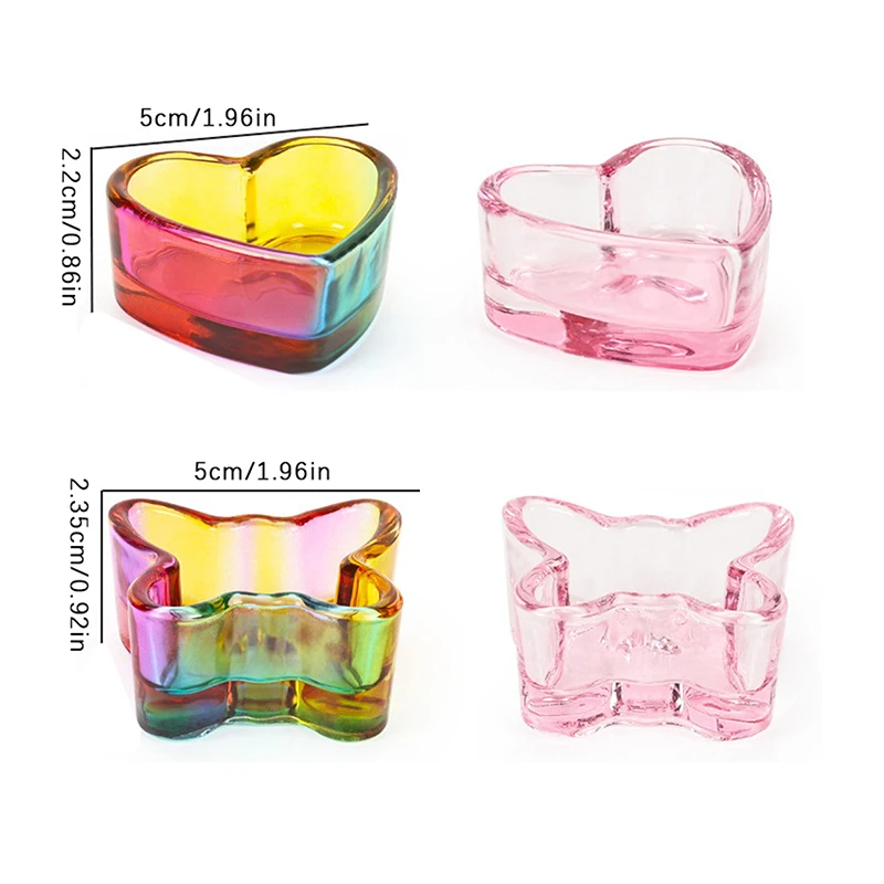 Pio à liquide en verre transparent cristal arc-en-ciel, plat à dappen, tasse en verre avec couvercle, bol pour poudre acrylique, monomère, outil d'art des ongles, 1PC