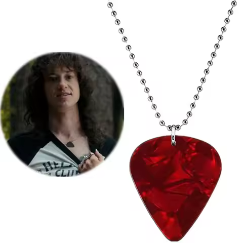 Stranger Things Hellfire Club Eddie Munson Cosplay Guitar Pick Pendant Jewelry Necklace Choker Prop Accessorie Halloween Gift