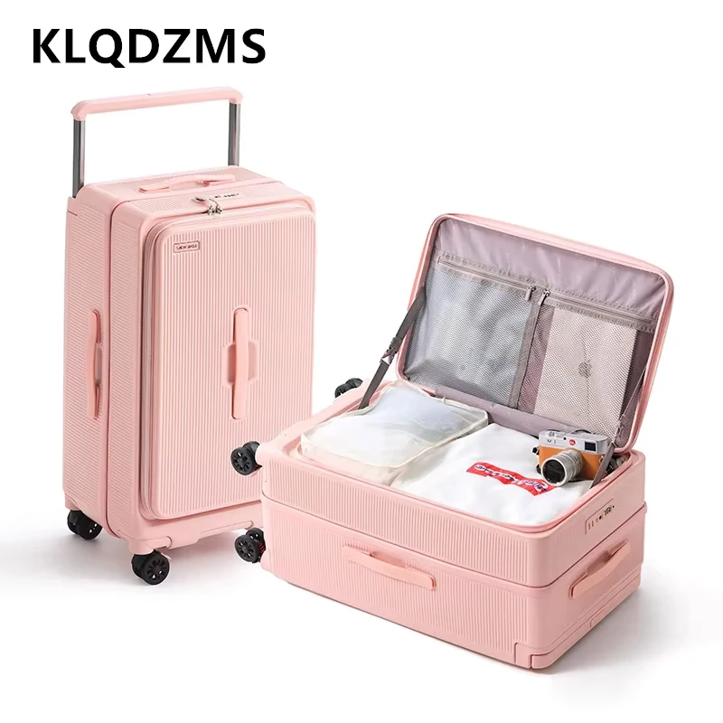 KLQDZMS Travel Suitcase Front Opening Boarding Box Multifunctional Trolley Case 20"24"26"28 Inch Strong and Durable Luggage