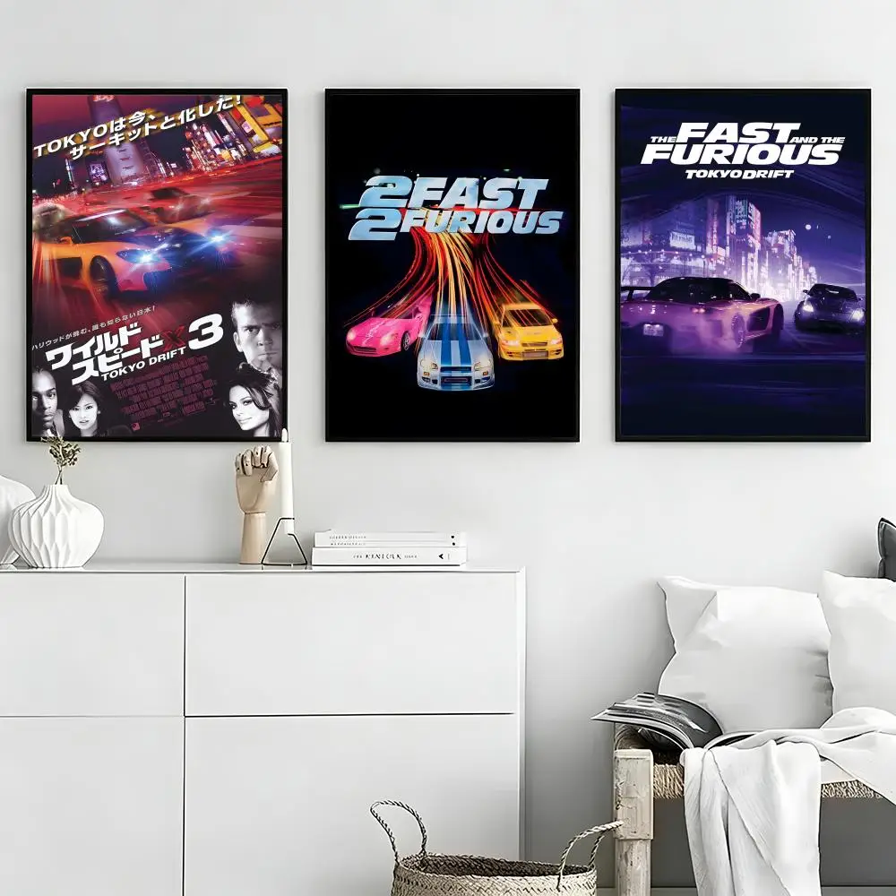 F-Fast and F-Furious 2 Classic Vintage Poster Self-adhesive Art Waterproof Paper Sticker Coffee House Bar Room Wall Decor