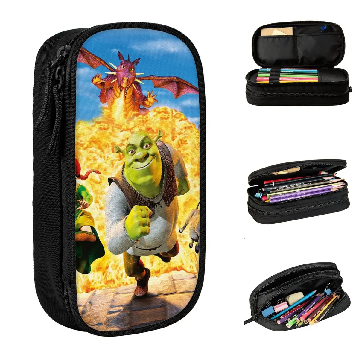 

Shreks Donkey Fiona Pencil Case New Anime Pen Box Bag Kids Large Storage School Supplies Gifts Pencilcases