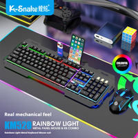 Metal Keyboard & Mouse Wired Usb Set Illuminated Hovering Mechanical Feeling Office Gaming Keyboard And Mouse Kit