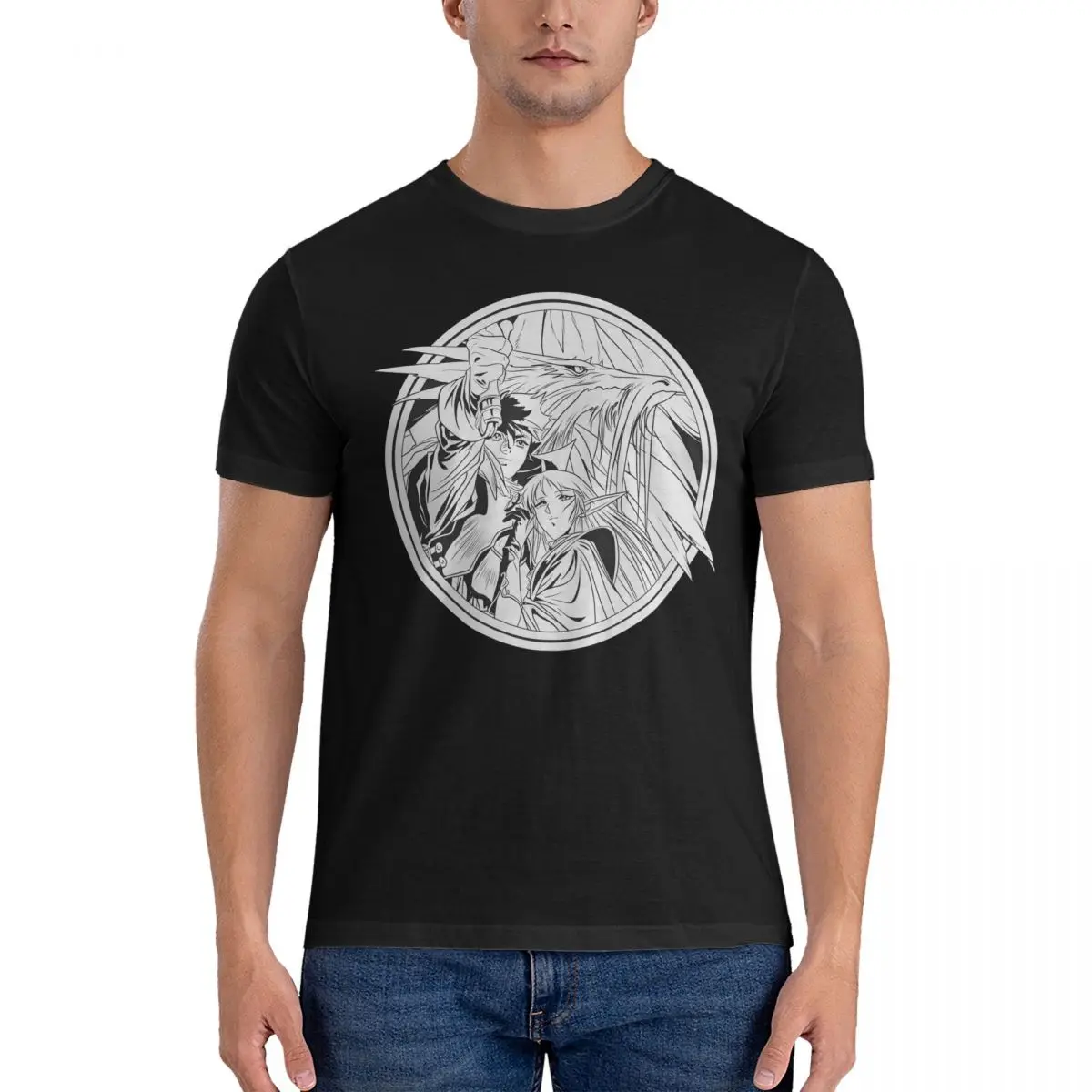 RECORD OF LODOSS WAR Men's T Shirt Yu Gi Oh Amazing Tee Shirt Short Sleeve Round Collar T-Shirt Cotton Birthday Present Tops