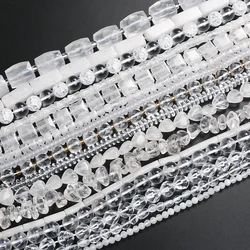 Natural Stone White Crystals Round Faceted Irregular Loose Spacer Beads For Jewelry DIY Bracelet Necklace Making Accessories