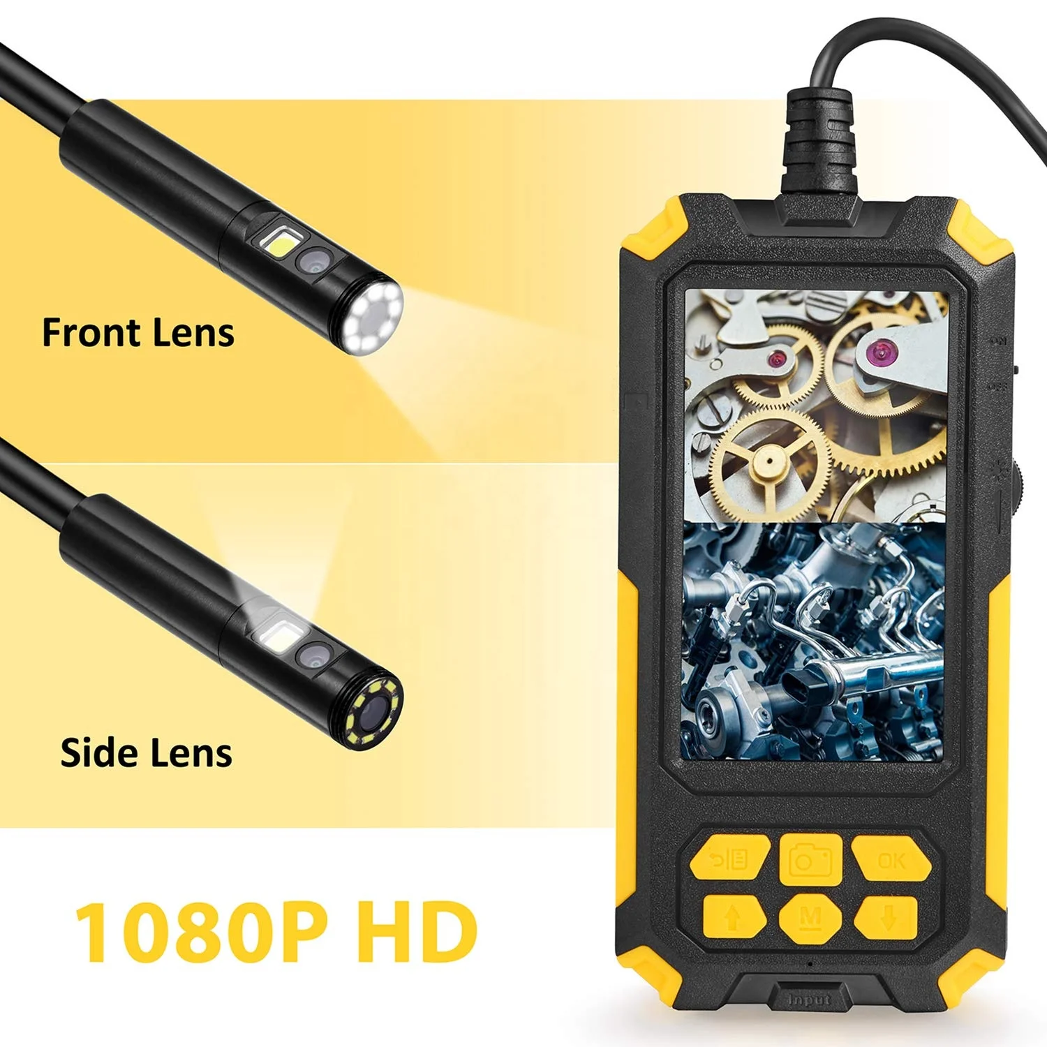 New P50 Handheld Endoscope 8mm Dual Lens 1080P Pipe Inspection Camera 4.5inch Screen Industrial Borescope 10m IP67 Snake Camera