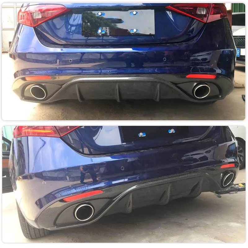 Carbon Fiber Car Rear Bumper Diffuser Lip Spoiler for Alfa Romeo Giulia Sport Sedan 2016-2019 Racing Rear Diffuser Lip Apron