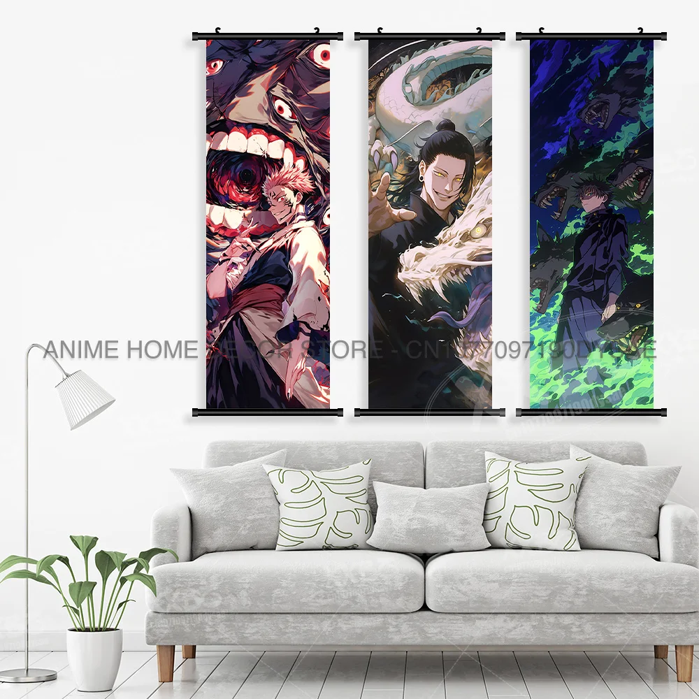 Jujutsu Kaisen อะนิเมะโปสเตอร์ผ้าใบพิมพ์แขวนภาพวาด Wall Art Megumi Fushiguro Scrolls ภาพตกแต่งบ้านภาพจิตรกรรมฝาผนัง