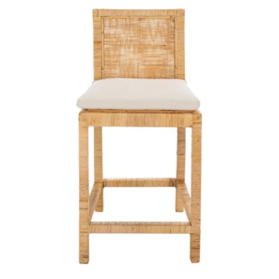 

Home Collection Tojo Natural Cane/White Solid Wood 24-inch Counter Stool with Cushion Fully Assembled