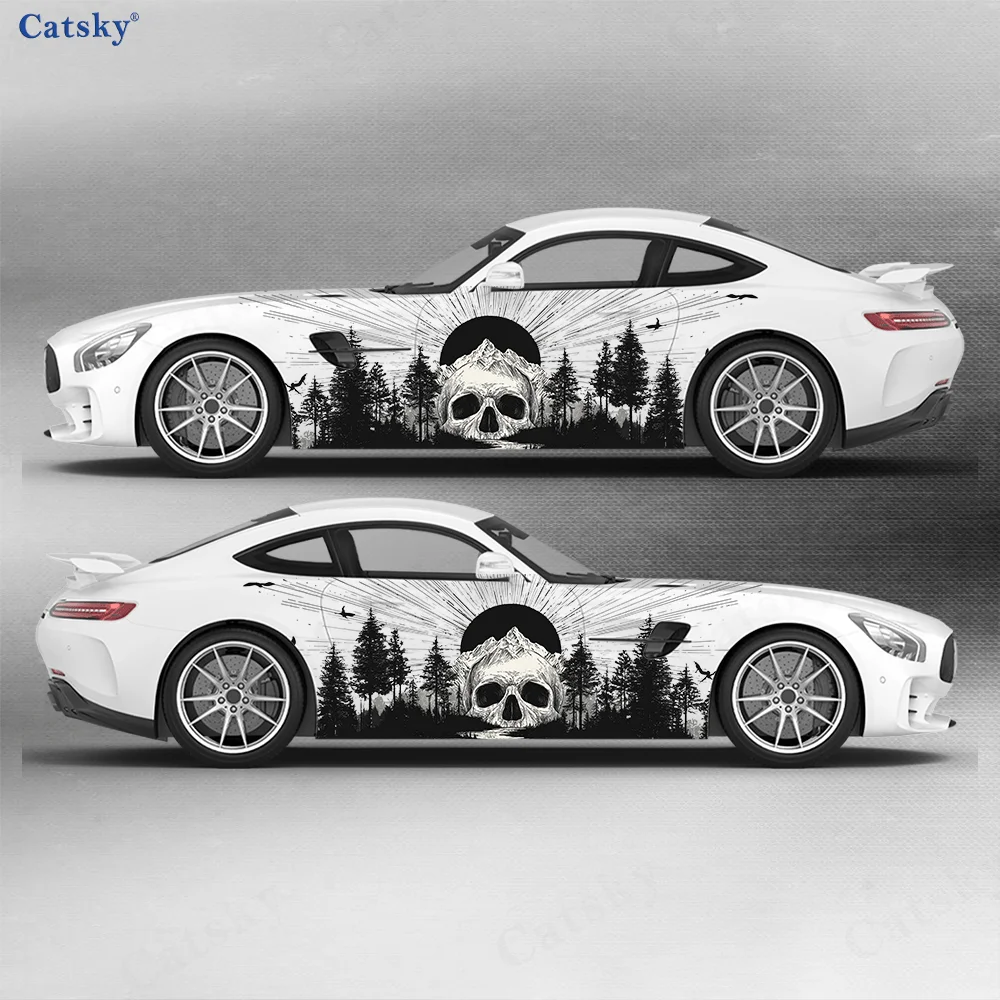 

Edgy Skull-Woods Graphic Car Side Sticker Decoration,PVC Waterproof Scratch Resistant Decal,Car Protection,Auto Accessories Gift