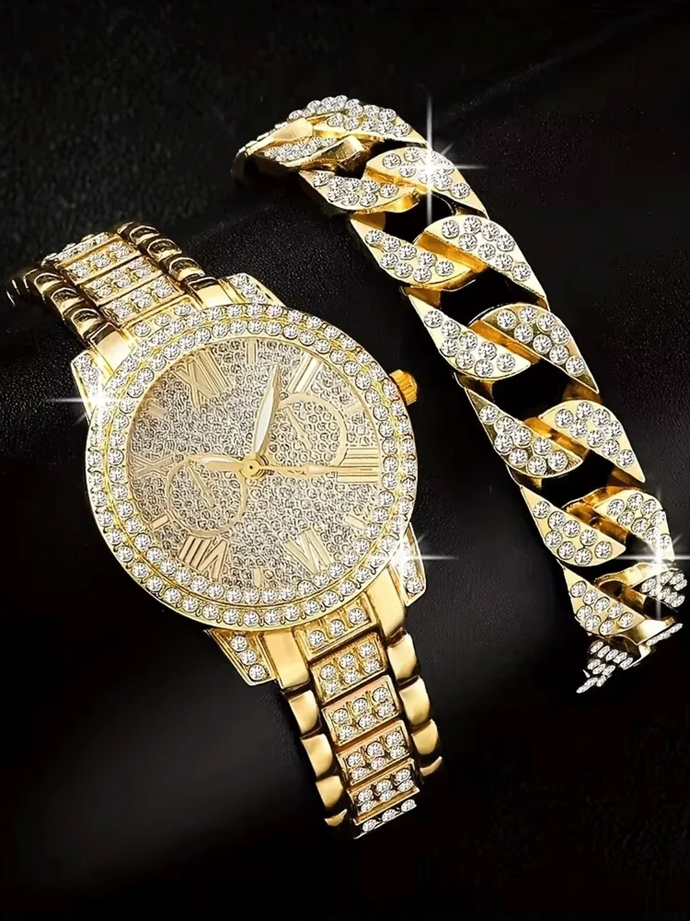 2-piece fashionable round versatile design, light luxury women's watch, women's high-end feel, business temperament set