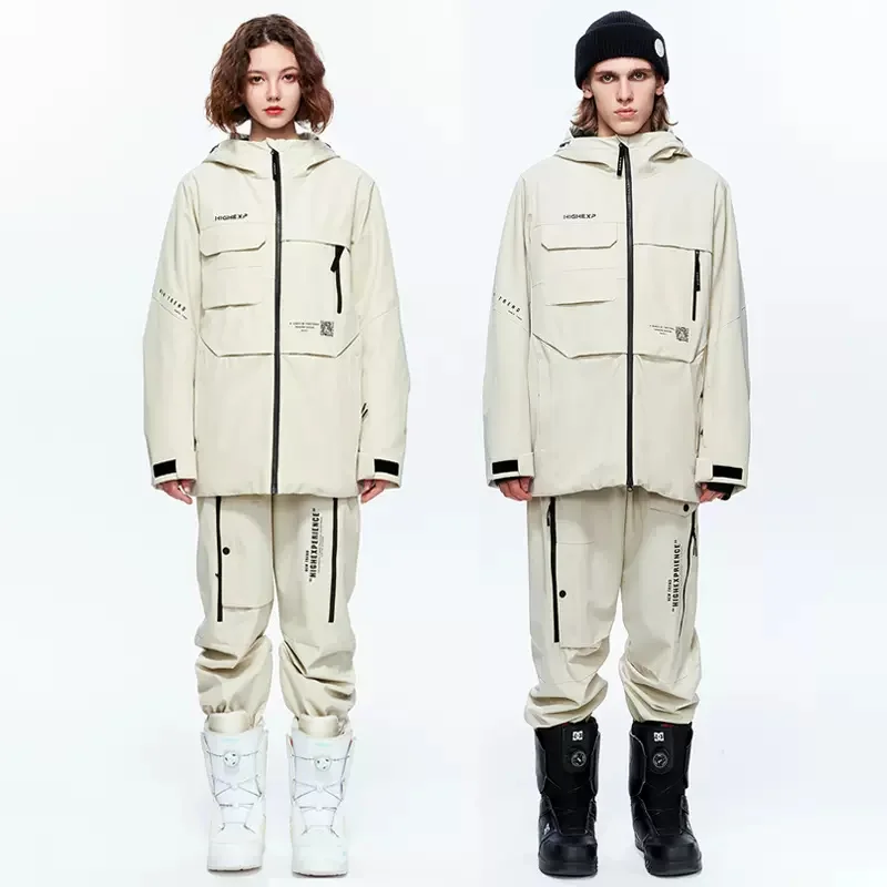 2024 HIGH EXPERIENCE Winter Oversized Ski Suit Set Snowboarding Set  Outdoor Snowsuit Waterproof Windproof Skiing Jacket Set