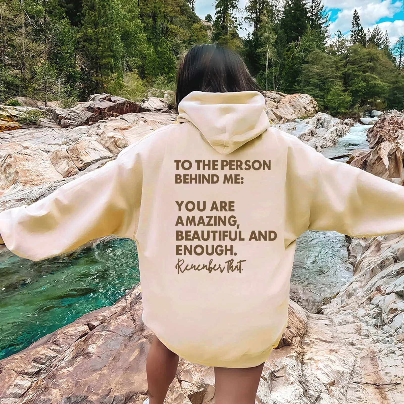 

Dear Person Behind Me Hoodie Mental Health Awareness Sweatshirt Women Vintage Aesthetic Hoodie with Words on Back Trendy Hoodies