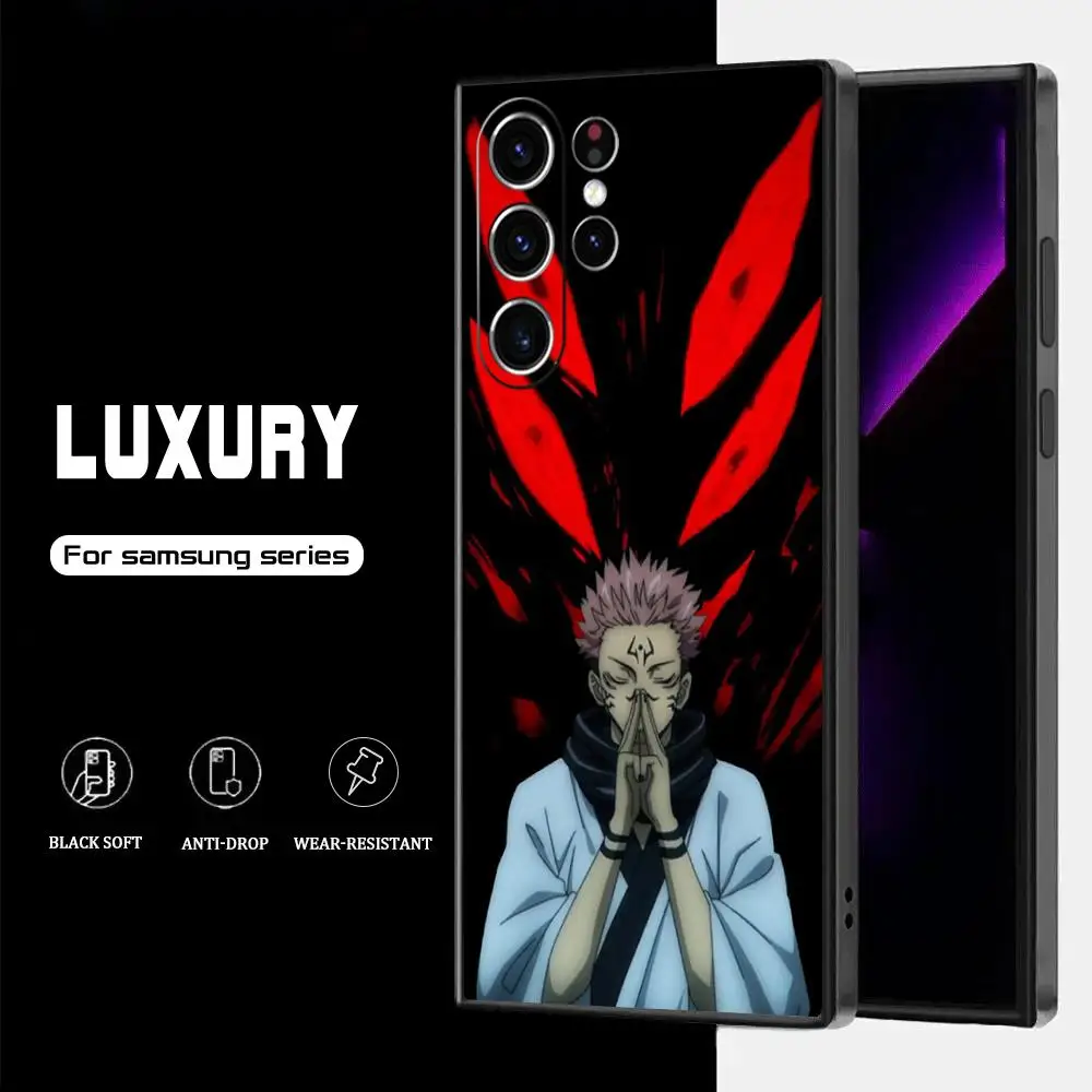 J-Jujutsues Sukuna cool  Kaisen Phone Case For Samsung Galaxy S26 S25 S24 S23 S22 S21 S20 Plus Ultra Soft Black view 2