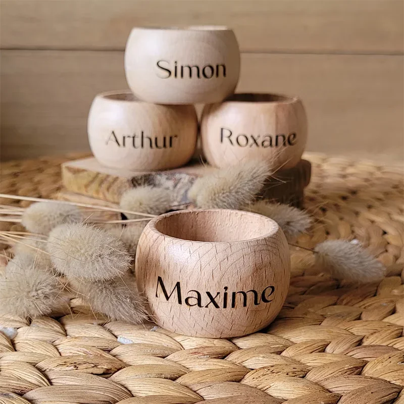 

1pcs Personalized wooden Napkin ring rustic wedding Christmas Baptism