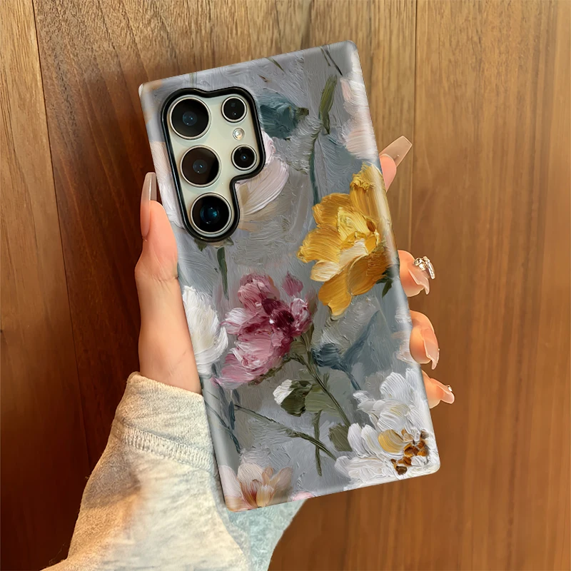 Fcicicase Fashion Oil Painting Case For Samsung Galaxy S24 Plus S25 Ultra S20 FE S23+ S 23 Dual Layer Protective Back Capa