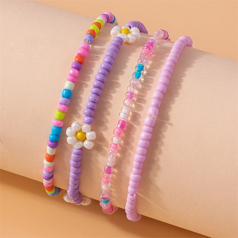 4 teile/satz böhmische handgemachte bunte perlen armbänder für frauen elastische perlen armbänder mädchen party holdiay schmuck dekoration – Detail 4