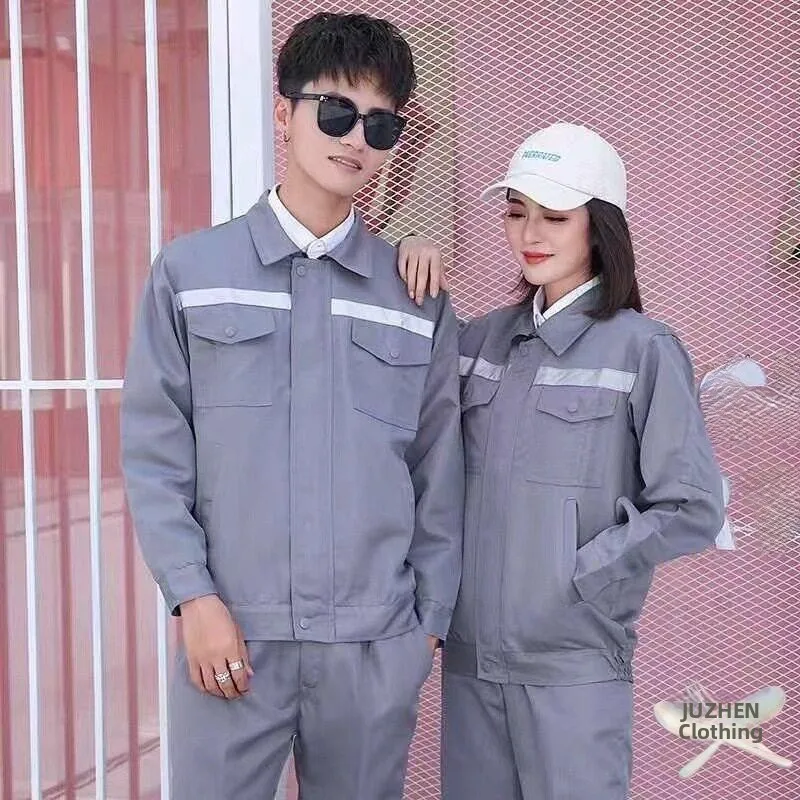 Summer Work Uniform Long Sleeve Men's Workwear Thin Labor Protection Set Top And Bottoms Wear Resistant Dirty Proof Auto Repair