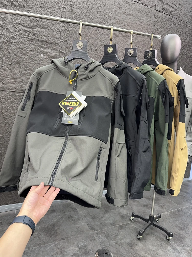 

VipIxo 3600 Men's Outdoor Fce Lined Soft ell Jaet Casual Hooded Autumn Winter Warm Coat Faion Urban Sle Long Sve