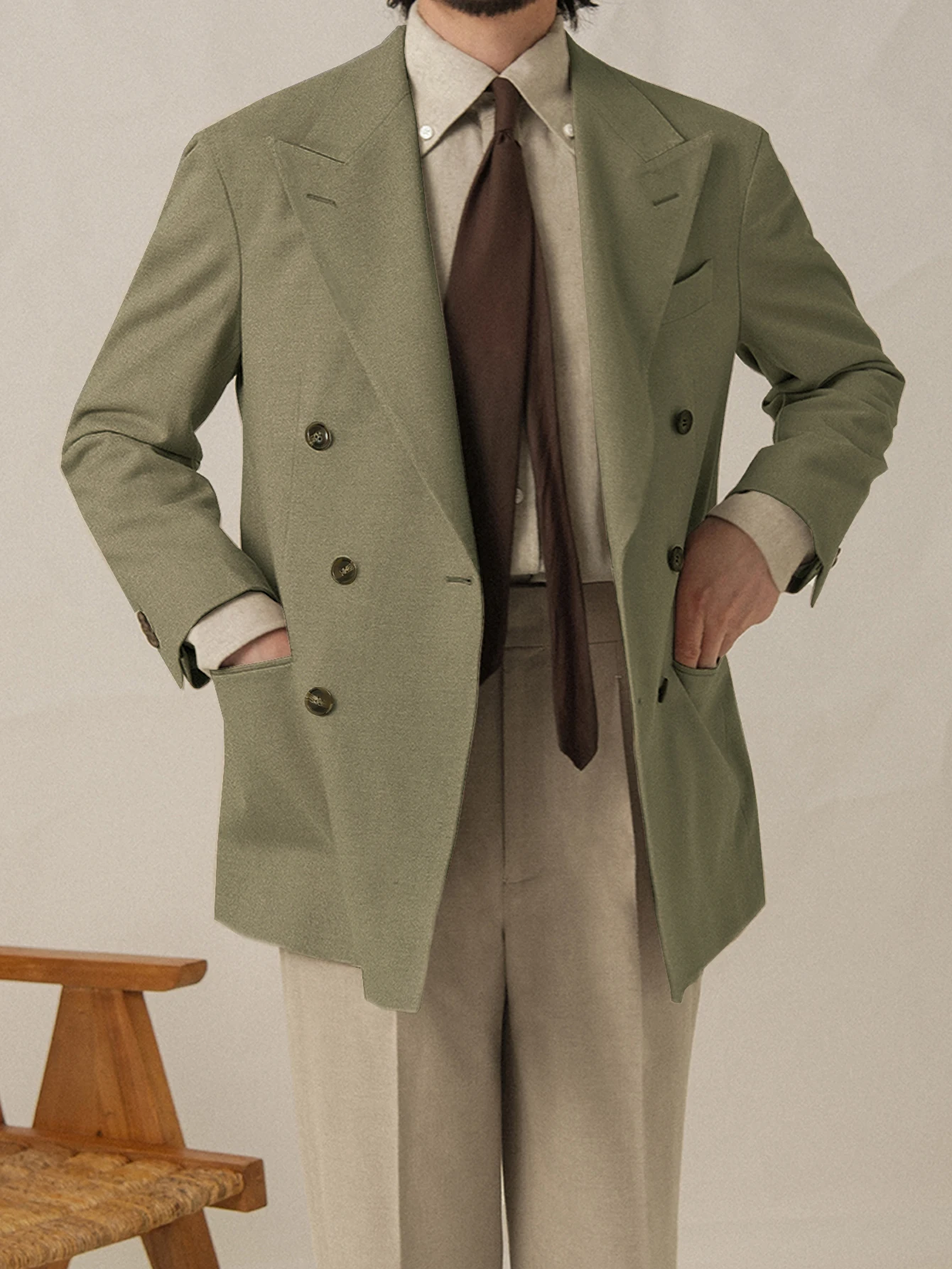 ‌ Chaqueta de estilo italiano británico neápolita para hombre Otoño Invierno nueva llegada Casual elegante traje cómodo abrigo con bolsillo con botones