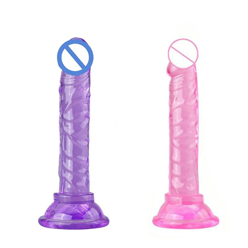 Mini consolador de gelatina de cristal, pene erótico con ventosa fuerte, juguetes sexuales para mujeres y hombres, pene realista, pene Anal,