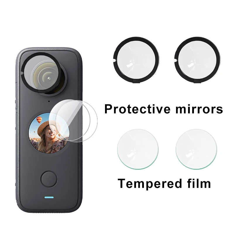 Pour Insta 360 X2 protections d'objectif avec couvercle de protection d'écran, protecteur d'écran en verre trempé pour accessoires Insta 360 X2