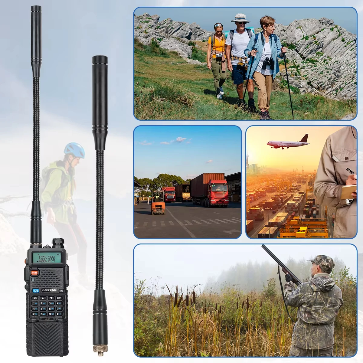 Baofeng UV-25 High Gain Gooseneck CS Tactical Antenna SMA Female VHF UHF Goose Tube Ham Radio Walkie Talkie Antenne Accessory