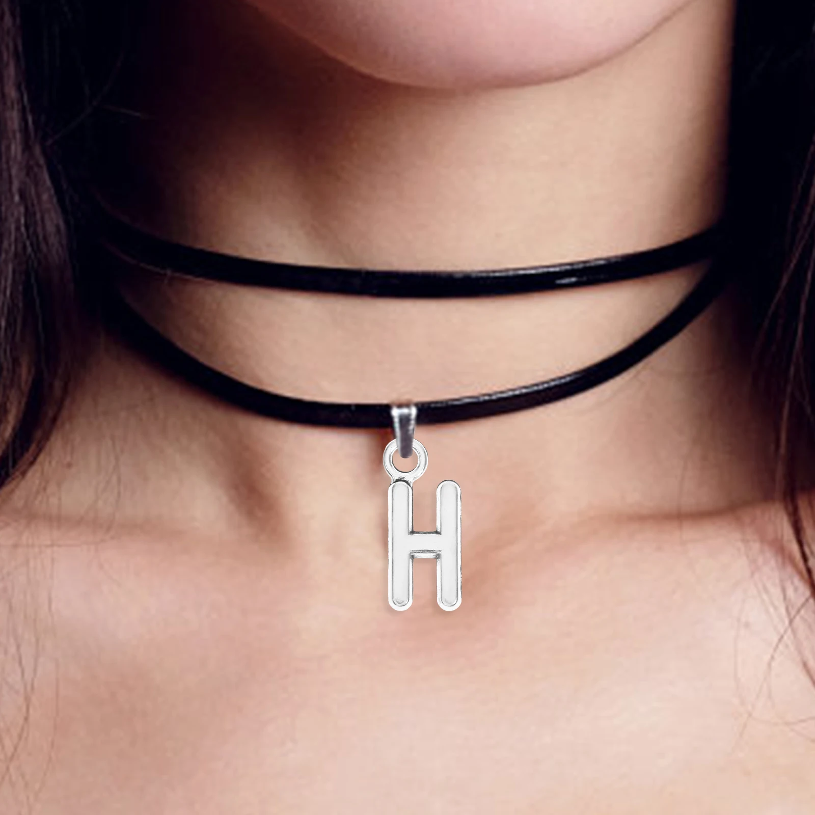 

50 Pcs Keychains Making Accessories Alloy Initial Charm Necklace Silver Jewelry Pendants