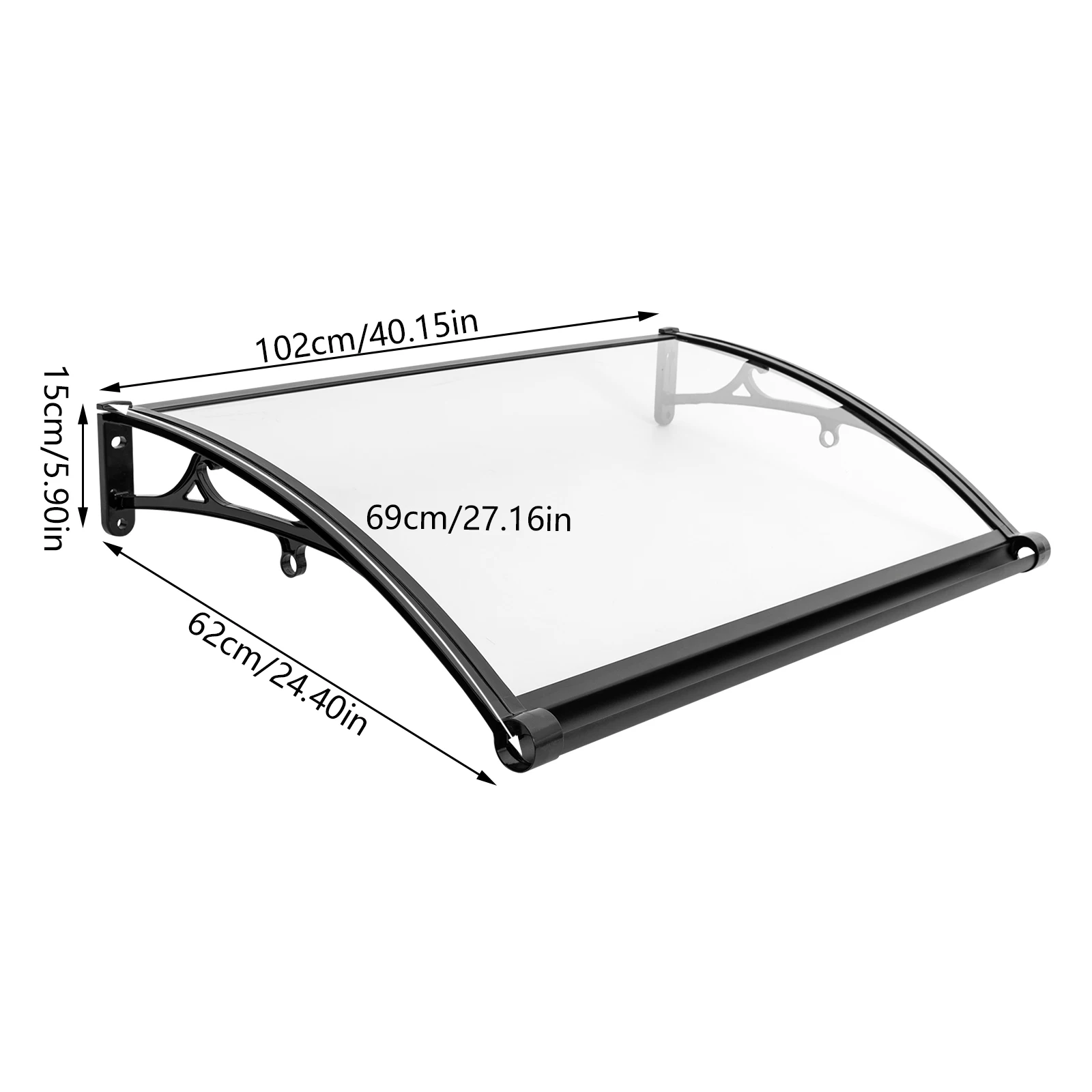 Weather-Resistant Front Door Canopy with 110.23lbs Load Capacity, Efficient Drainage Design, Modern Curved Structure, Easy