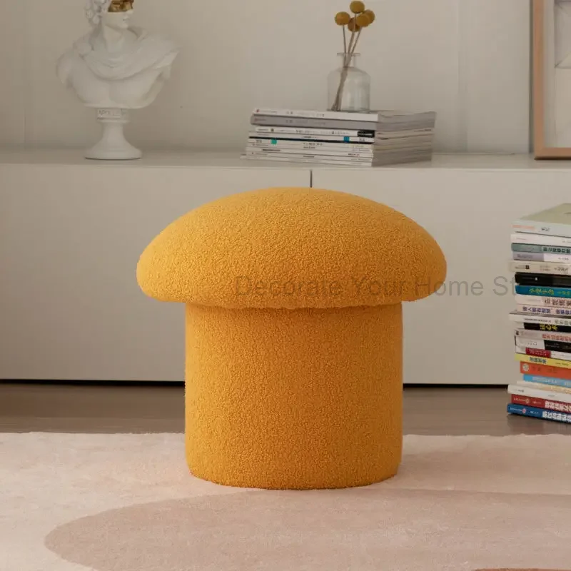 

Nordic fabric home changing shoe stool fashion designer round stool cute small round pier changing shoe stool dressing stool