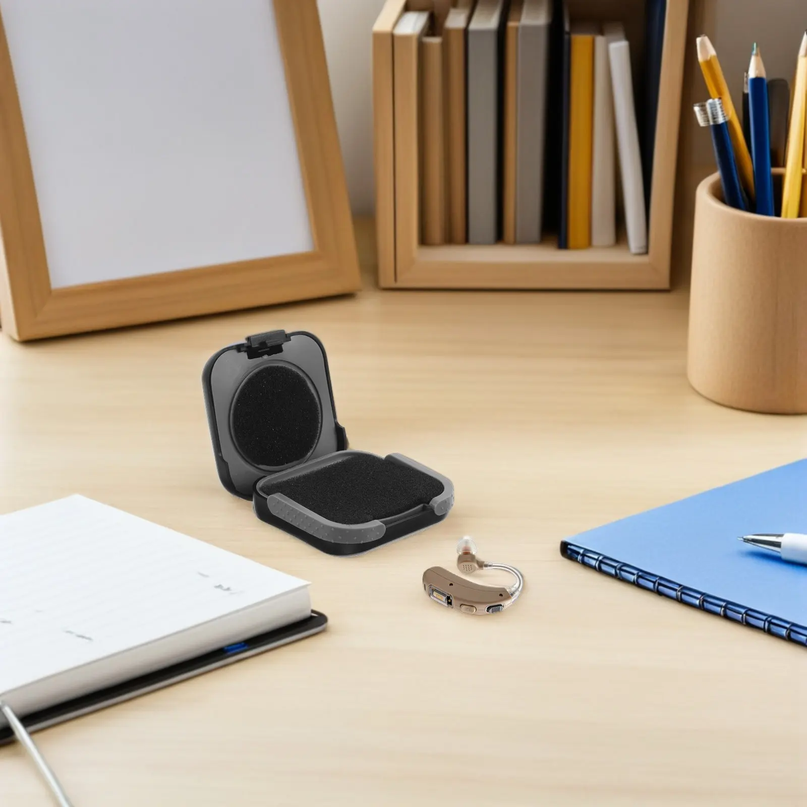 Waterproof Hearing Aid Case Black Hard Shell Cushioned Shockproof Pocket Size Protective Travel Storage Box Compact Storage Case view 4