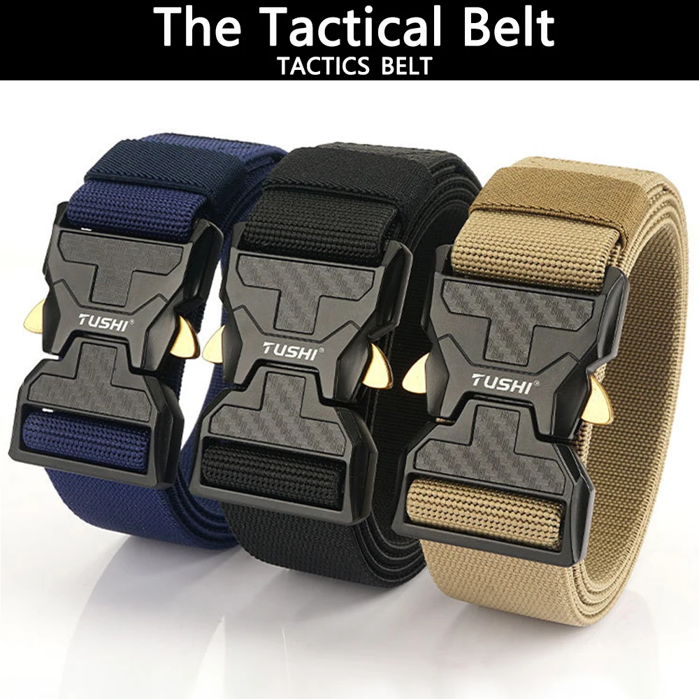 TUSHI Genuine Tactical Belt Quick Release Outdoor Military Belt Soft Real Nylon Sports Accessories Men And Women Elastic Belt