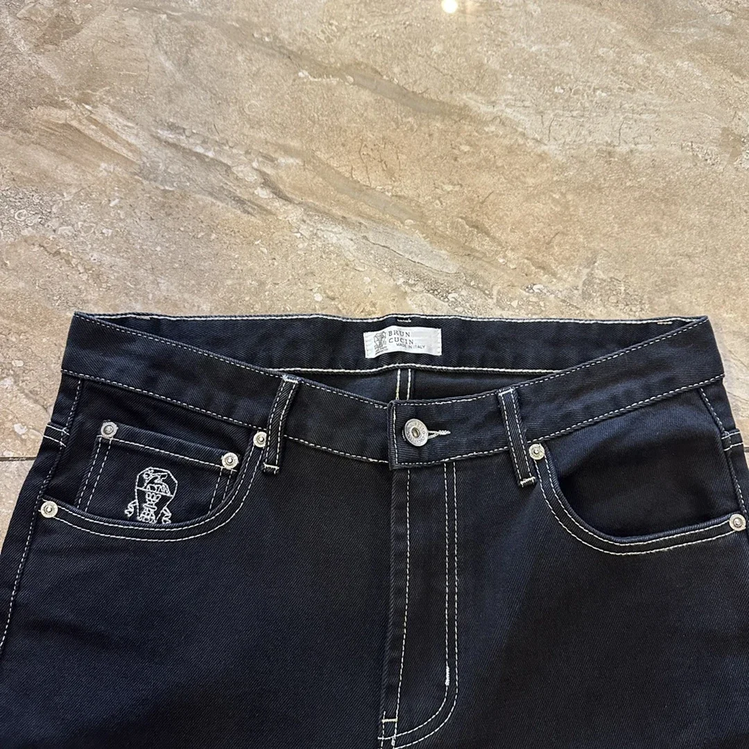 BLLIYOSS-Tecido elástico jeans masculino, calças compridas retas, etiqueta de couro personalizada, tecido elástico, nova moda, dinheiro antigo, 2022