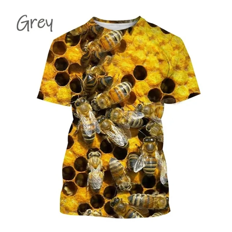 Newest Bee 3D T-shirt Summer Personality Honeycomb Bee Printed Short-sleeved Hip-hop Harajuku Unisex Honey T-shirt Graphic Tees