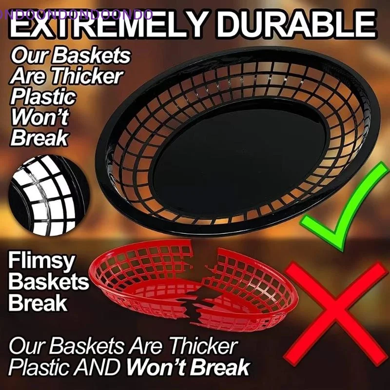 10Pcs Oval Stackable Plastic Food Serving Trays BPA Free Platters for Wings Nachos Restaurant Buffet Service