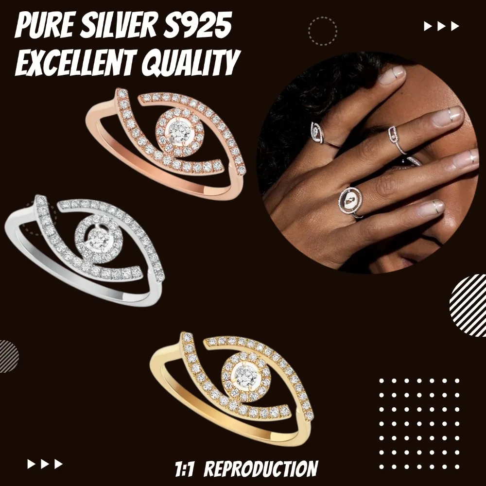 Glamorous Original Luck Eye Diamond Rings Sterling Silver 925 Rings Luxury Brand Trend Jewelry Accessories for Holiday Gifts