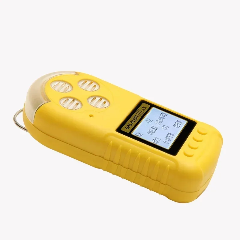 DUOTESI Tragbarer 4-in-1-Multigasdetektor O2 CO H2S Ex Methan-Gaserkennungsalarm, tragbarer Gasdetektor