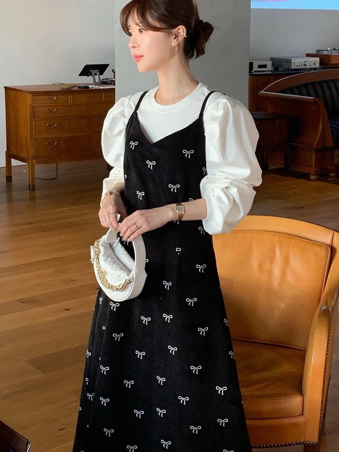 

Шикарный однотонный пузырьковый све irt Velvet Knot ter Dr Женская модная осенняя одежда Комплект из двух предметов Весенний ...