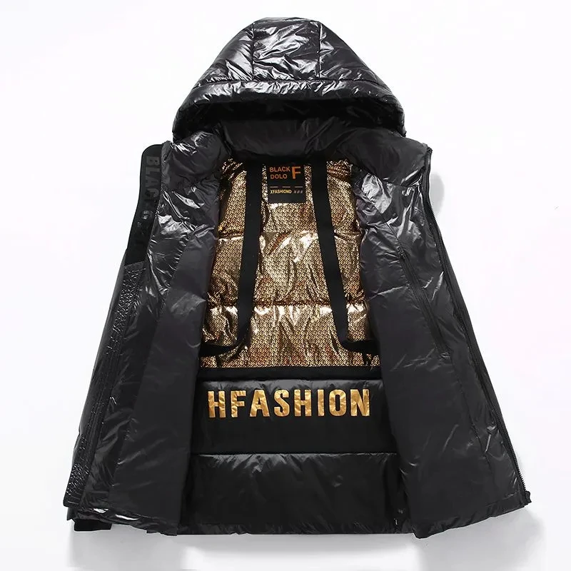 Männer Winter Dicke Weiße Gänsedaunen Puffer Jacken In Daunen Mäntel Helle Oberfläche Parkas Korea Männlich Schwarz Gold Kurze Outwear mäntel