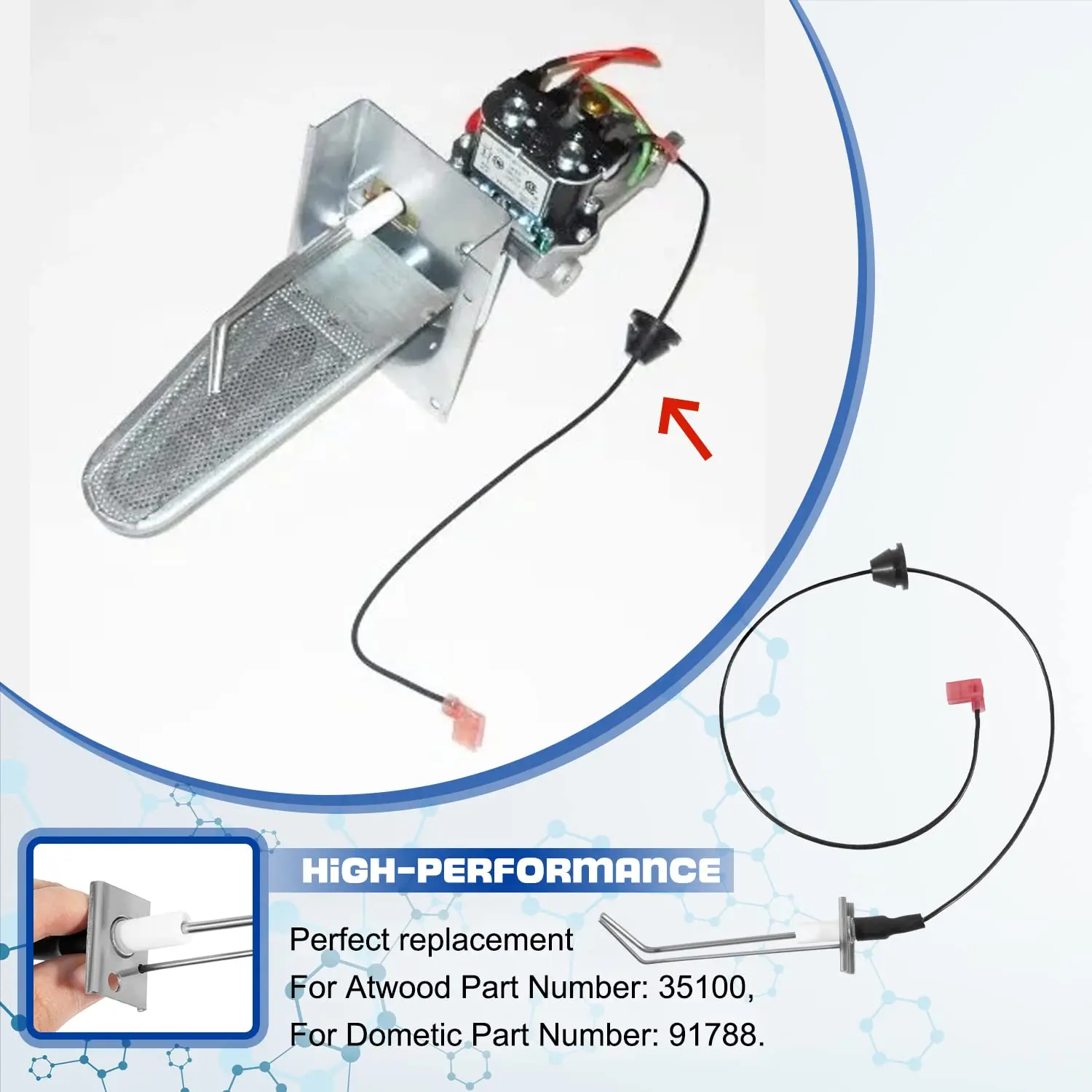 35100 Furnace Electrode Kit -for Hydro Flame RV Furnace Electrode - for Atwood AFS, AFM, AFL, DFS, DFM, DFL