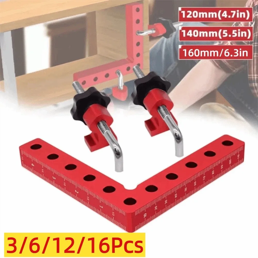 3/6/12/16Pcs Aluminum Alloy Right Angle Fixing Clip Auxiliary Fixture Fixing Clip Corner Clamp 90 Degree Fixing Holes