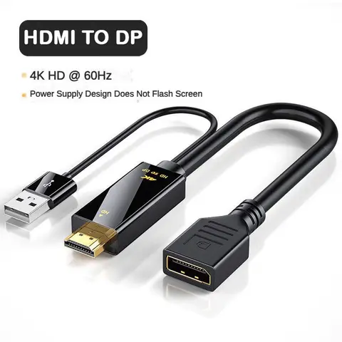HDMI-Compatible To DisplayPort Cable 4K@60Hz 2K@120Hz HDMI-Compatible Source To DP Display Monitor Cable for PC Laptop PS5 Xbox