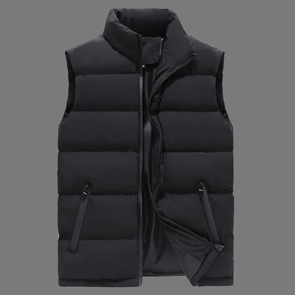 New Mens Warm Sleeveless Jackets Winter Waterproof Zipper Coat Autumn Stand-up Collar Casual Waistcoat Clothing Coats Down Vest