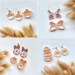 Easter Cute Rabbit Egg Shaped Polymer Clay Cutters Cartoon Eggs Doughnut Bunny Pottery Dangle Clay for DIY Earring Jewelry Tools